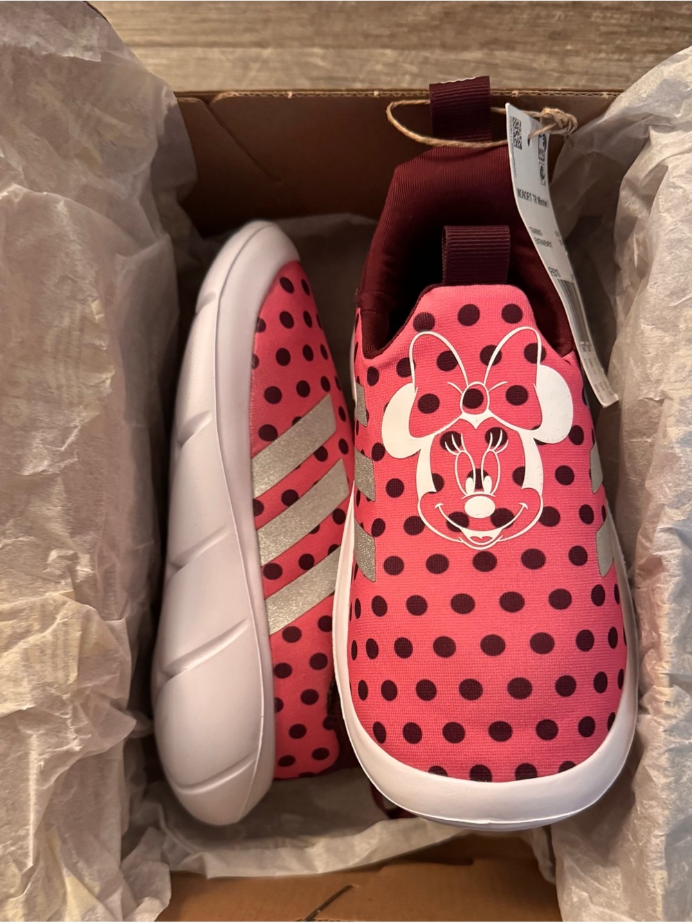adidas Monofit Slip-On Pink Polka Dot Minnie Mouse Sneakers